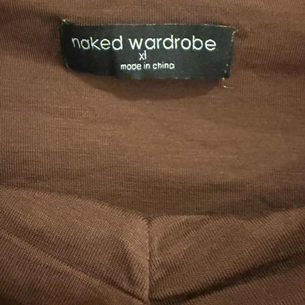Naked Wardrobe Ruched Cropped Long Sleeve Top | Chocolate Brown | XL | NWOT
